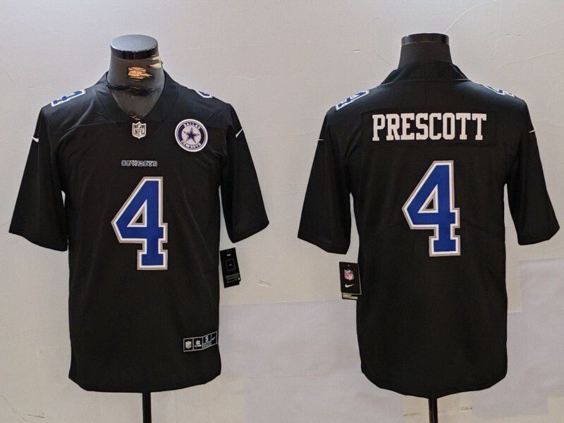 Men 2025 Dallas Cowboys Nike #4 Prescott Black Limited NFL Jersey  002